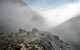 Hodder huts in morning mist.  /db