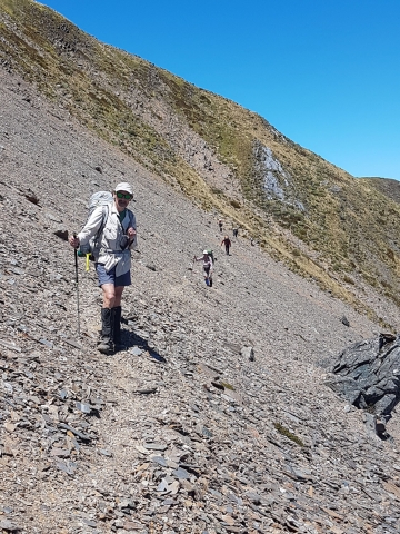 Sidling under Kakapo Peak Kakapo peak sidle