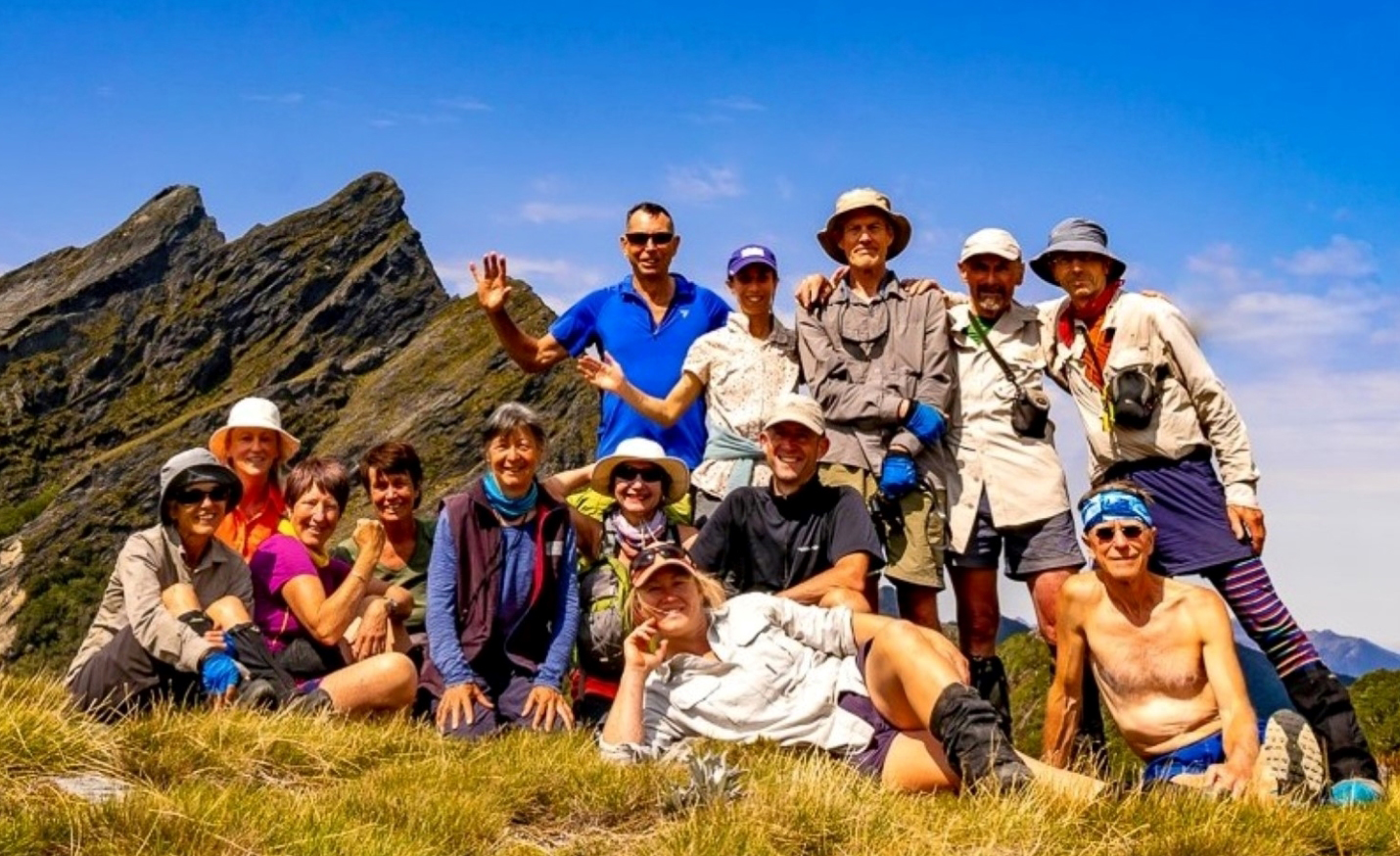 North and South bound parties meet on saddle above Adelaide Tarn NSparty